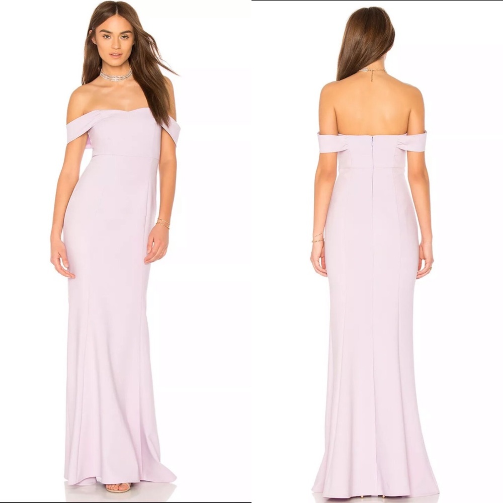 Likely Bartolli Off Shoulder Orchid Mermaid Gown